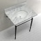 Fauceture KVPB3022M80 30" Console Sink with Brass Legs (8-Inch, 3 Hole), Marble White/Matte Black KVPB3022M80 - alternate 4